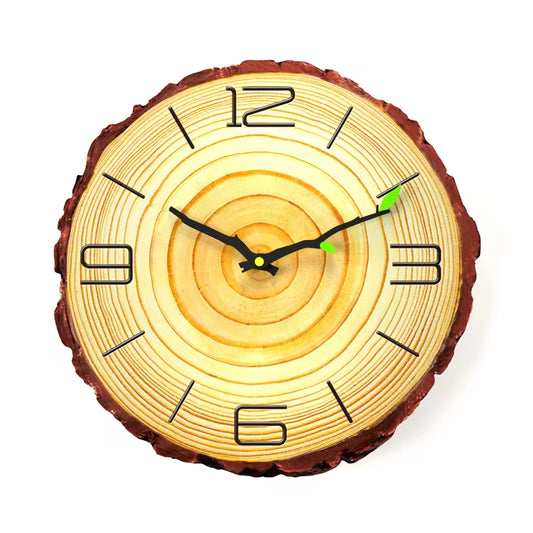 Large Vintage Wooden Wall Clock - Modern Rustic Design for Home, Office, and Café Decor